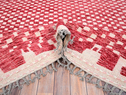 Red 9'1" x 12'5" Tribal Hand knotted Wool Rug - Sku: O086500