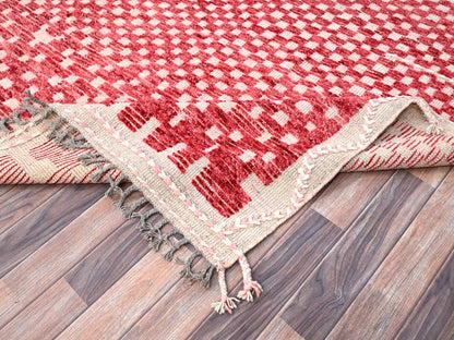 Red 9'1" x 12'5" Tribal Hand knotted Wool Rug - Sku: O086500