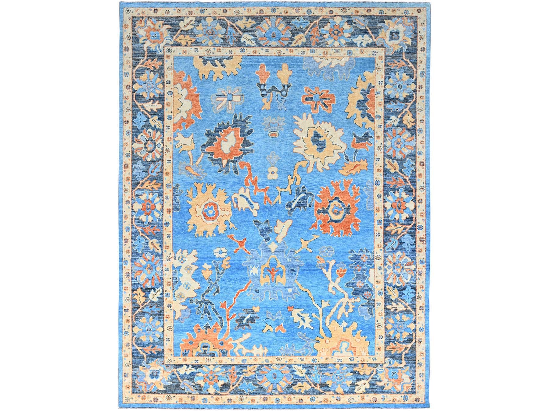 Oushak hand-knotted wool rug in Blue, 9'4" x 12'4", SKU O086506