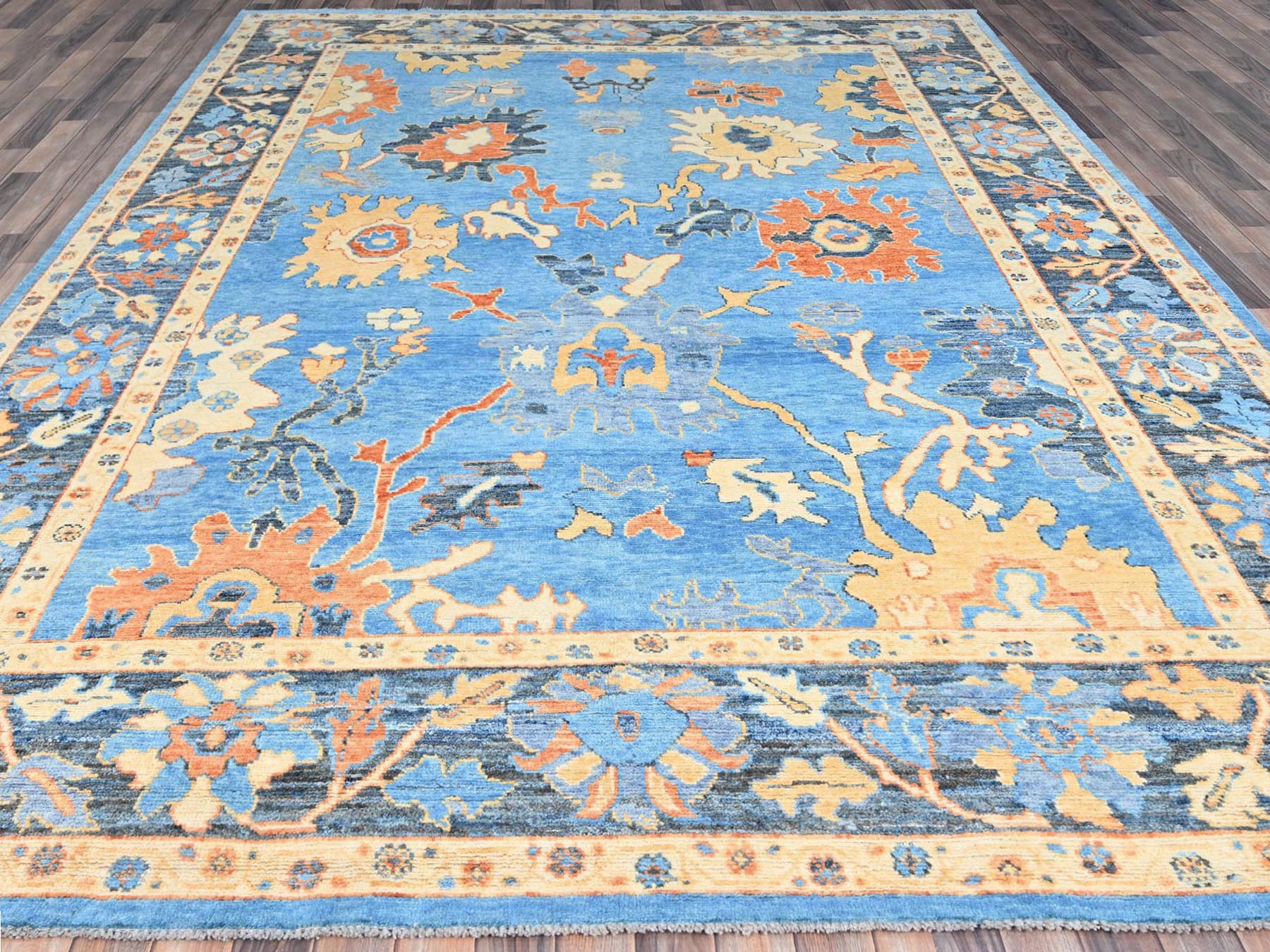 Oushak hand-knotted wool rug in Blue, 9'4" x 12'4", SKU O086506