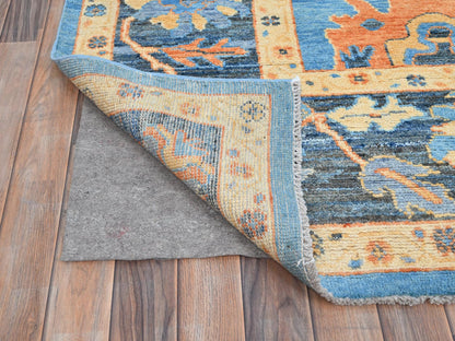 Blue 9'4" x 12'4" Oushak And Peshawar Hand knotted Wool Rug - Sku: O086506