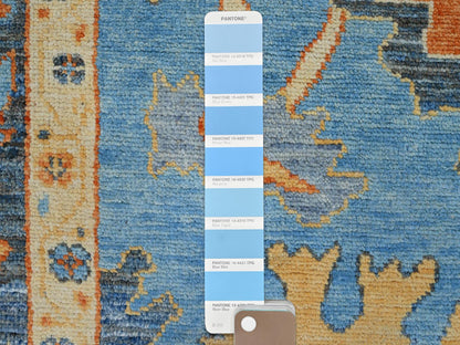 Blue 9'4" x 12'4" Oushak And Peshawar Hand knotted Wool Rug - Sku: O086506