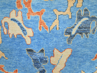 Blue 9'4" x 12'4" Oushak And Peshawar Hand knotted Wool Rug - Sku: O086506