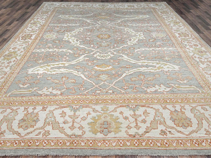 Grey 10'1" x 13'8" Oushak And Peshawar Hand knotted Wool Rug - Sku: O086507