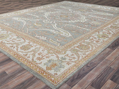 Grey 10'1" x 13'8" Oushak And Peshawar Hand knotted Wool Rug - Sku: O086507