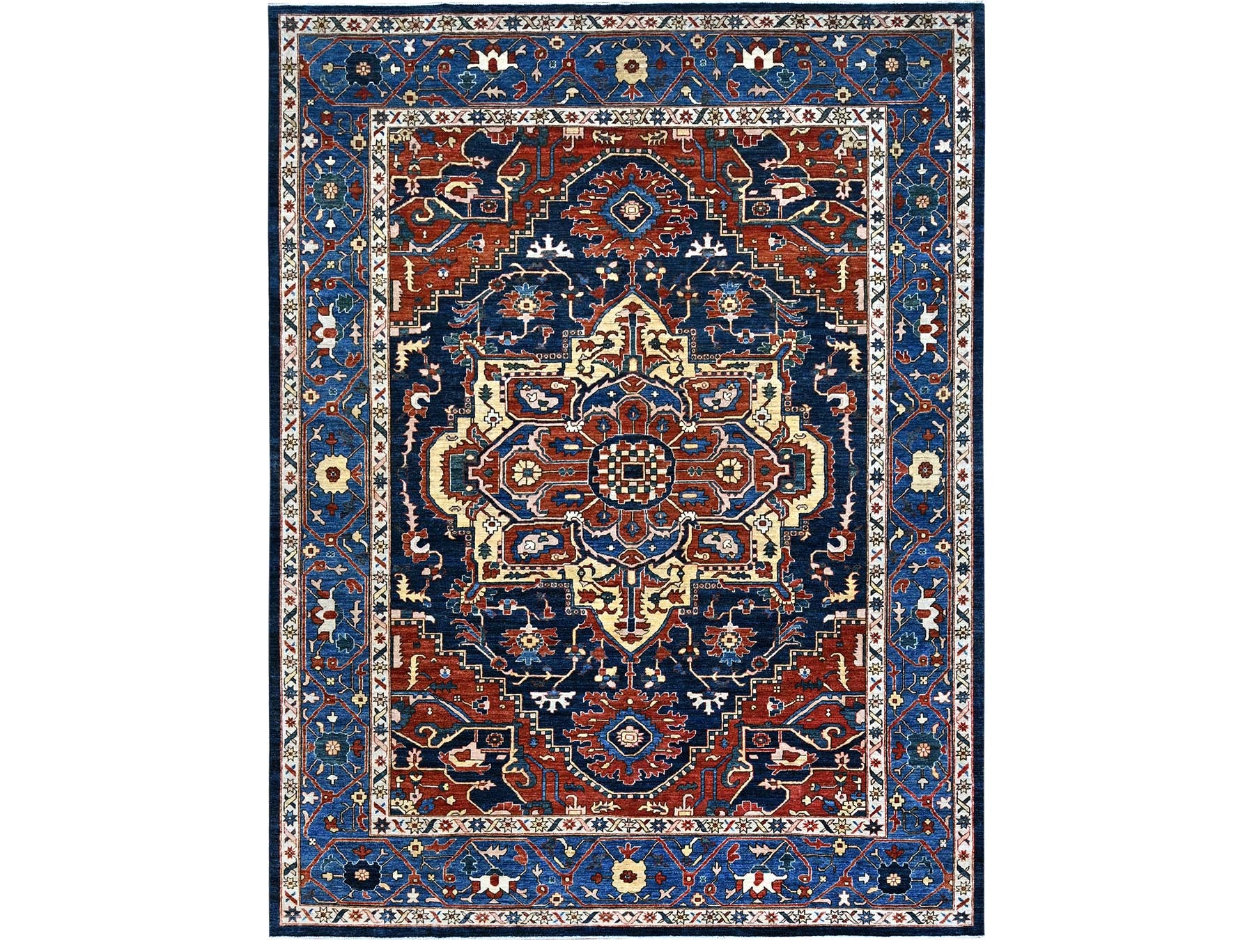 Heriz Traditional hand-knotted wool rug in Blue, 9'2" x 11'8", SKU O086510