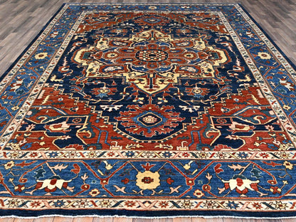 Heriz Traditional hand-knotted wool rug in Blue, 9'2" x 11'8", SKU O086510