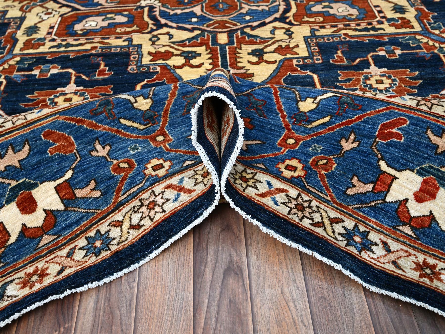 Heriz Traditional hand-knotted wool rug in Blue, 9'2" x 11'8", SKU O086510