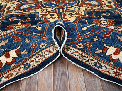 Heriz Traditional hand-knotted wool rug in Blue, 9'2" x 11'8", SKU O086510