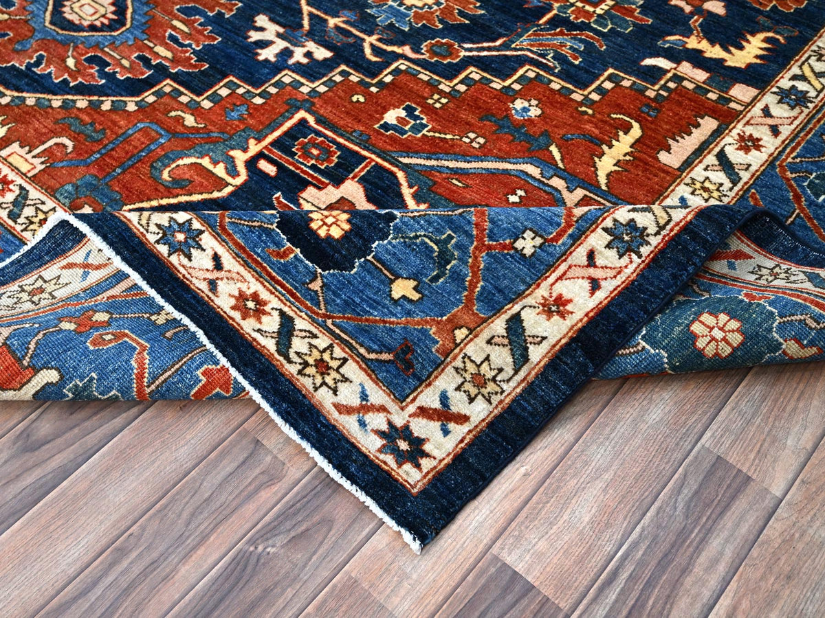 Heriz Traditional hand-knotted wool rug in Blue, 9'2" x 11'8", SKU O086510