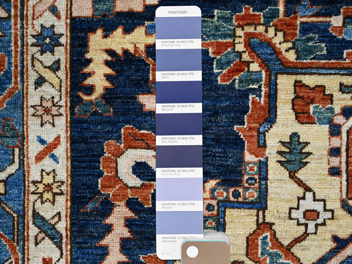 Heriz Traditional hand-knotted wool rug in Blue, 9'2" x 11'8", SKU O086510