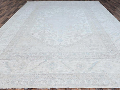 Ivory 9'11" x 13'7" Oushak And Peshawar Hand knotted Wool Rug - Sku: O086511