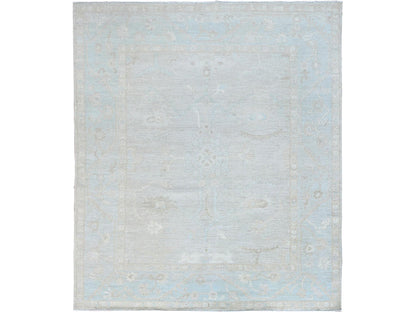 Grey 8'2" x 9'6" Oushak And Peshawar Hand knotted Wool Rug - Sku: O086512