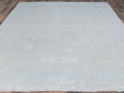 Grey 8'2" x 9'6" Oushak And Peshawar Hand knotted Wool Rug - Sku: O086512