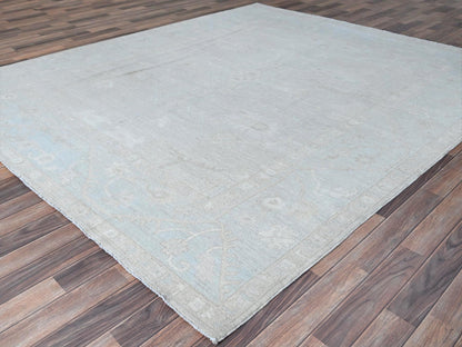 Grey 8'2" x 9'6" Oushak And Peshawar Hand knotted Wool Rug - Sku: O086512