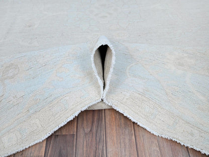 Grey 8'2" x 9'6" Oushak And Peshawar Hand knotted Wool Rug - Sku: O086512