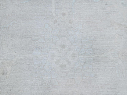 Grey 8'2" x 9'6" Oushak And Peshawar Hand knotted Wool Rug - Sku: O086512