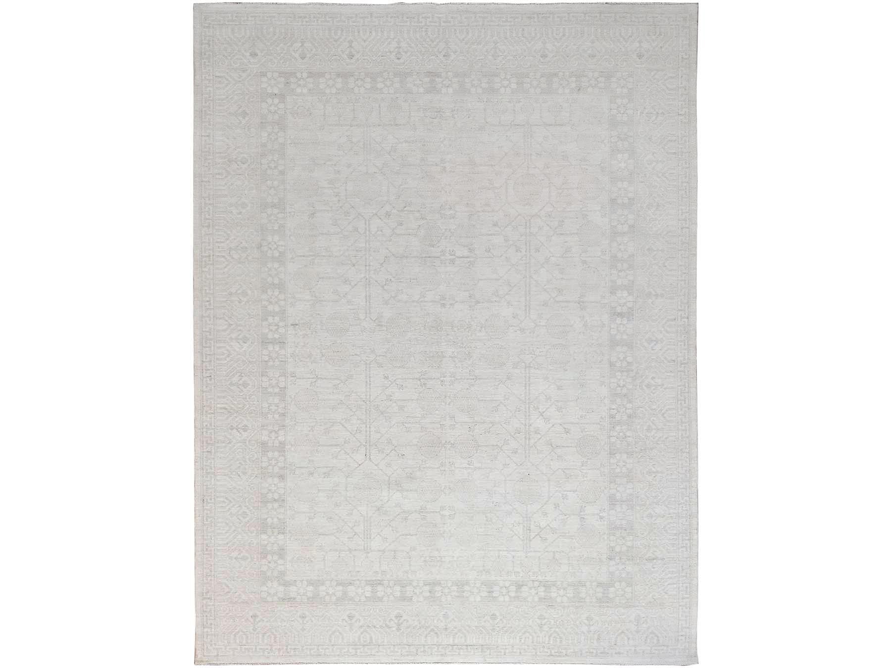 Ivory 9'11" x 13'10" Khotan and Samarkand Hand knotted Wool Rug - Sku: O086515