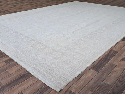 Ivory 9'11" x 13'10" Khotan and Samarkand Hand knotted Wool Rug - Sku: O086515