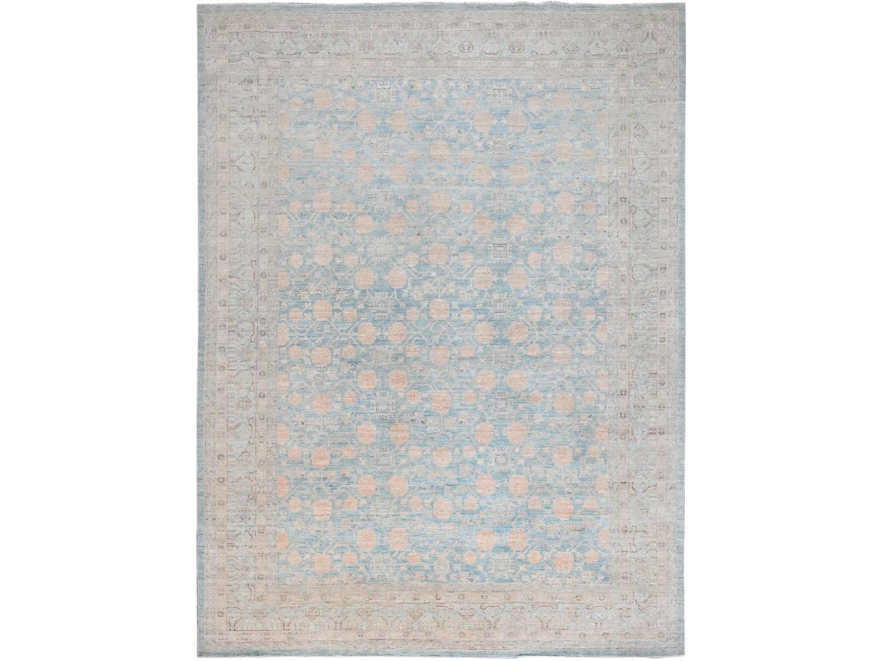 Peshawar Traditional hand-knotted wool rug in Blue, 9'11" x 13'6", SKU O086517