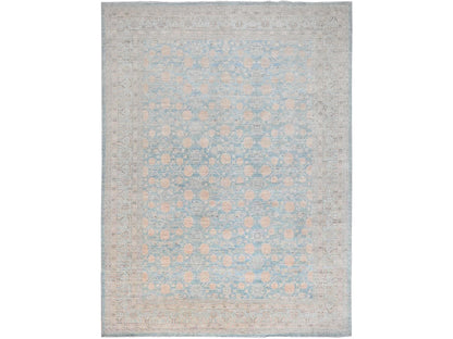 Peshawar Traditional hand-knotted wool rug in Blue, 9'11" x 13'6", SKU O086517