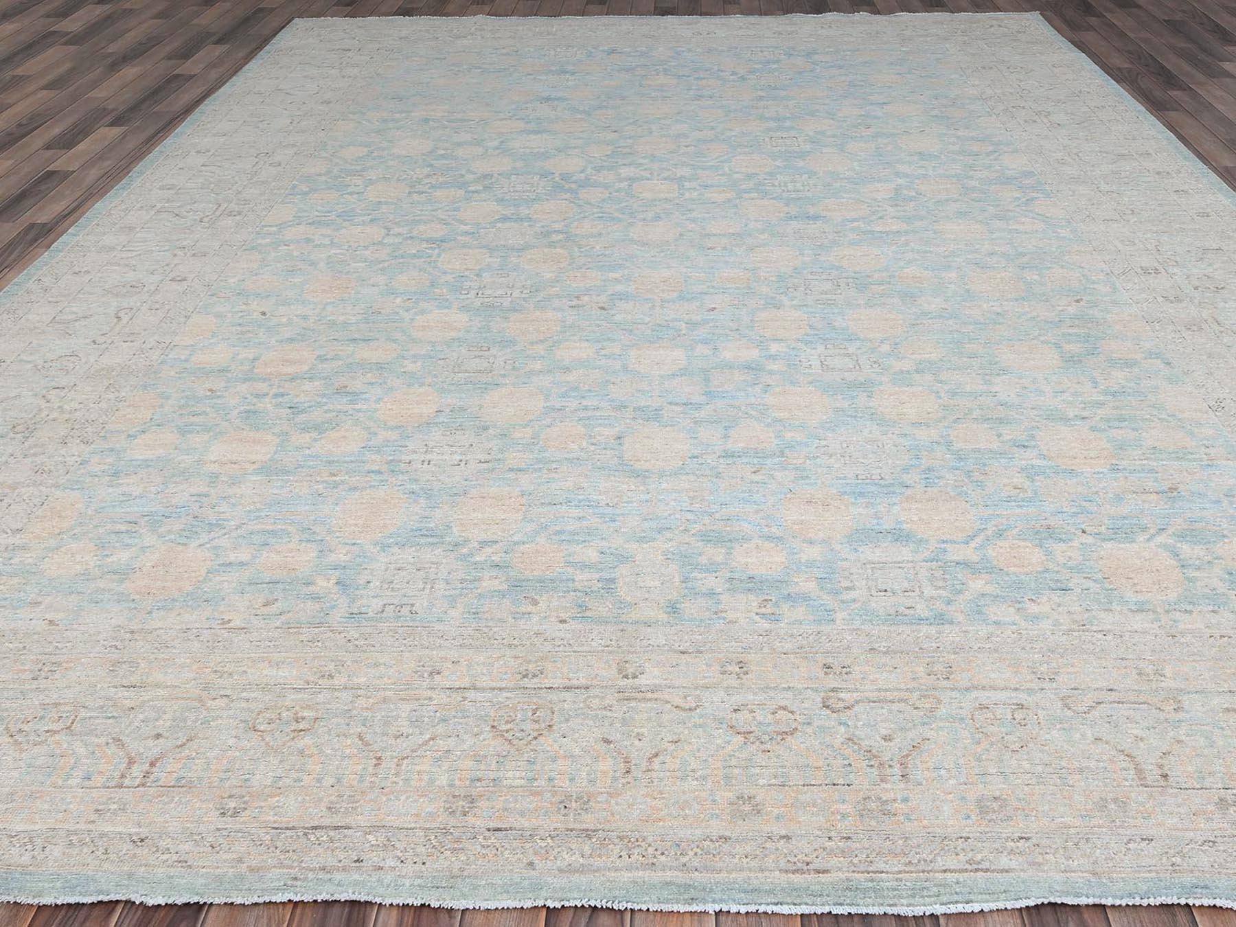Peshawar Traditional hand-knotted wool rug in Blue, 9'11" x 13'6", SKU O086517