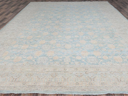 Peshawar Traditional hand-knotted wool rug in Blue, 9'11" x 13'6", SKU O086517