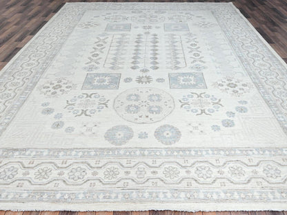 Ivory 9'11" x 13'6" Oushak And Peshawar Hand knotted Wool Rug - Sku: O086521