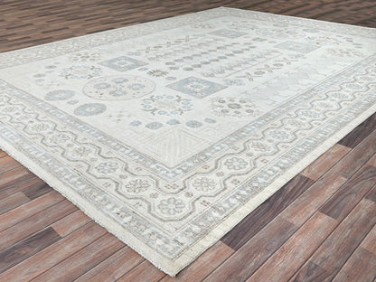 Ivory 9'11" x 13'6" Oushak And Peshawar Hand knotted Wool Rug - Sku: O086521