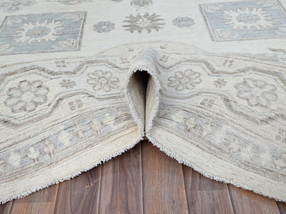 Ivory 9'11" x 13'6" Oushak And Peshawar Hand knotted Wool Rug - Sku: O086521