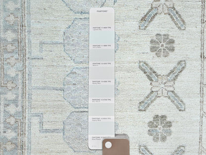 Ivory 9'11" x 13'6" Oushak And Peshawar Hand knotted Wool Rug - Sku: O086521