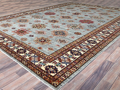 Grey 8'11" x 11'11" Tribal Hand knotted Wool Rug - Sku: O086535