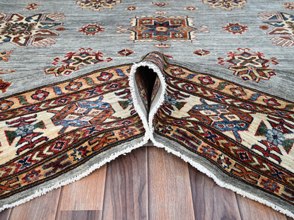 Grey 8'11" x 11'11" Tribal Hand knotted Wool Rug - Sku: O086535