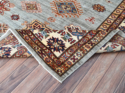 Grey 8'11" x 11'11" Tribal Hand knotted Wool Rug - Sku: O086535