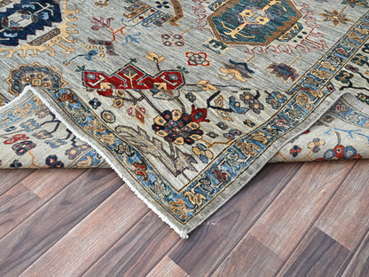 Grey 8'9" x 11'9" Tribal Hand knotted Wool Rug - Sku: O086538