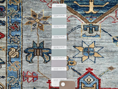 Grey 8'9" x 11'9" Tribal Hand knotted Wool Rug - Sku: O086538