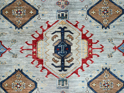 Grey 8'9" x 11'9" Tribal Hand knotted Wool Rug - Sku: O086538