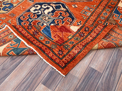 Orange 8'10" x 11'10" Tribal Hand knotted Wool Rug - Sku: O086539