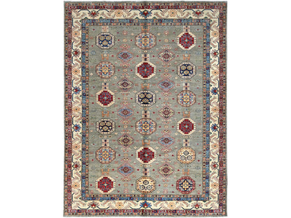 Grey 8'10" x 11'9" Tribal Hand knotted Wool Rug - Sku: O086540