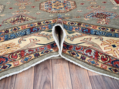 Grey 8'10" x 11'9" Tribal Hand knotted Wool Rug - Sku: O086540