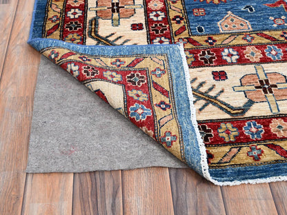 Kazak Tribal hand-knotted wool rug in Blue, 9'11" x 13'8", SKU O086553