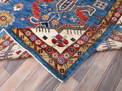 Kazak Tribal hand-knotted wool rug in Blue, 9'11" x 13'8", SKU O086553