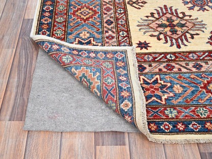 Ivory 5'11" x 9'3" Kazak Hand knotted Wool Rug - Sku: O086559
