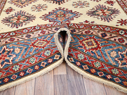 Ivory 5'11" x 9'3" Kazak Hand knotted Wool Rug - Sku: O086559