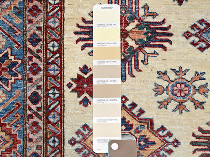 Ivory 5'11" x 9'3" Kazak Hand knotted Wool Rug - Sku: O086559