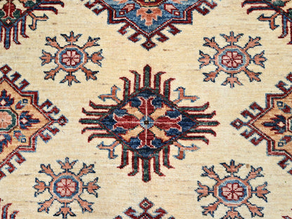 Ivory 5'11" x 9'3" Kazak Hand knotted Wool Rug - Sku: O086559