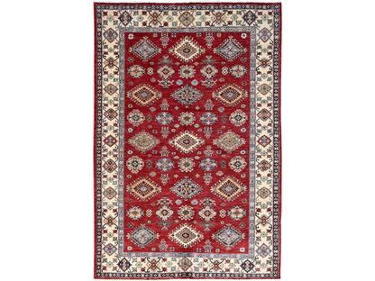 Red 6'0" x 8'8" Tribal Hand knotted Wool Rug - Sku: O086560