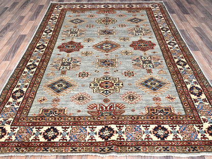 Grey 5'11" x 8'9" Tribal Hand knotted Wool Rug - Sku: O086565