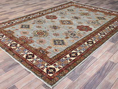 Grey 5'11" x 8'9" Tribal Hand knotted Wool Rug - Sku: O086565