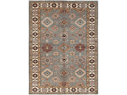 Grey 4'10" x 6'6" Tribal Hand knotted Wool Rug - Sku: O086570
